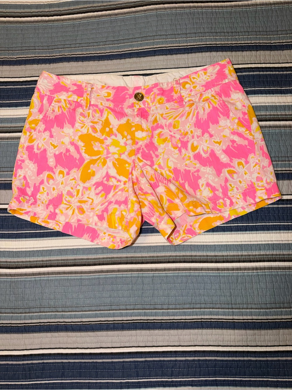 Lilly Pulitzer Pink & Yellow Floral High-Rise Shorts